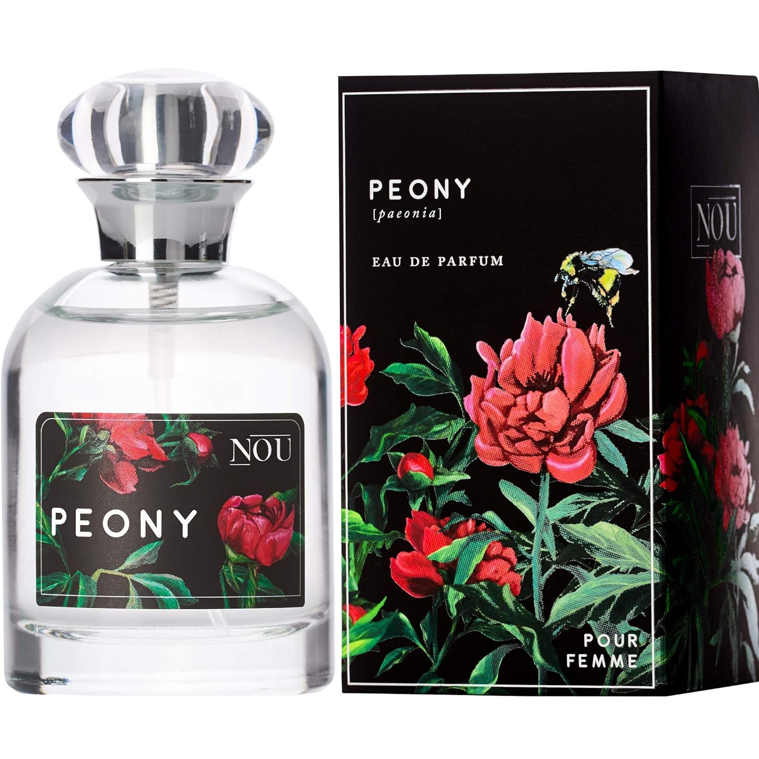 NOU PEONY 牡丹香水 – 花香與辣香調 – 含精油的女性天然香水 – 清新氣味香水牡丹香水 – 2 盎司(約 50.3 毫升) EDP